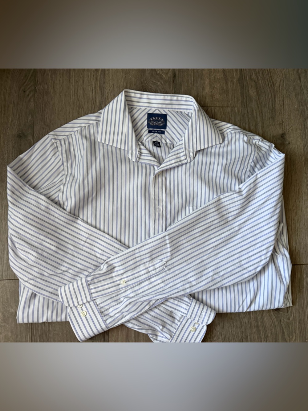 Arrow Tailored Fit White Dress Shirt with Light Blue Stripes